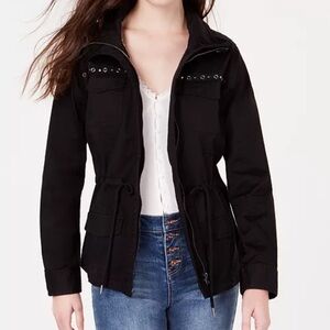 American Rag Size XXL Juniors Stud-Trimmed Black Cargo Jacket Created for Macy's
